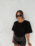 T-shirt body Belluci czarny bawełniany