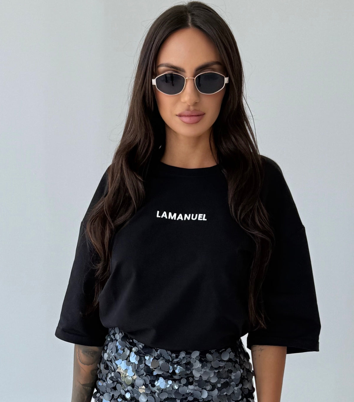 T-shirt czarny LAMANUEL